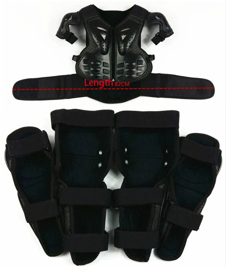 Kids Motocross Body Armor Vest – Chest, Spine & Knee Protection Gear for Boys & Girls (Height 0.85–1.7m)