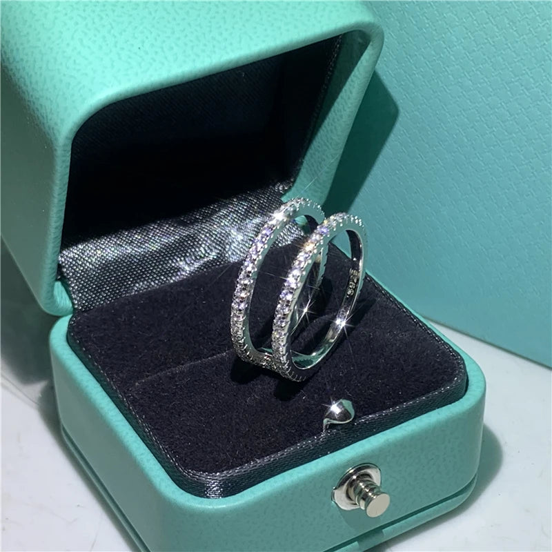 925 Sterling Silver Eternity Band Ring - CZ Diamond Promise Engagement Wedding Jewelry for Women & Men