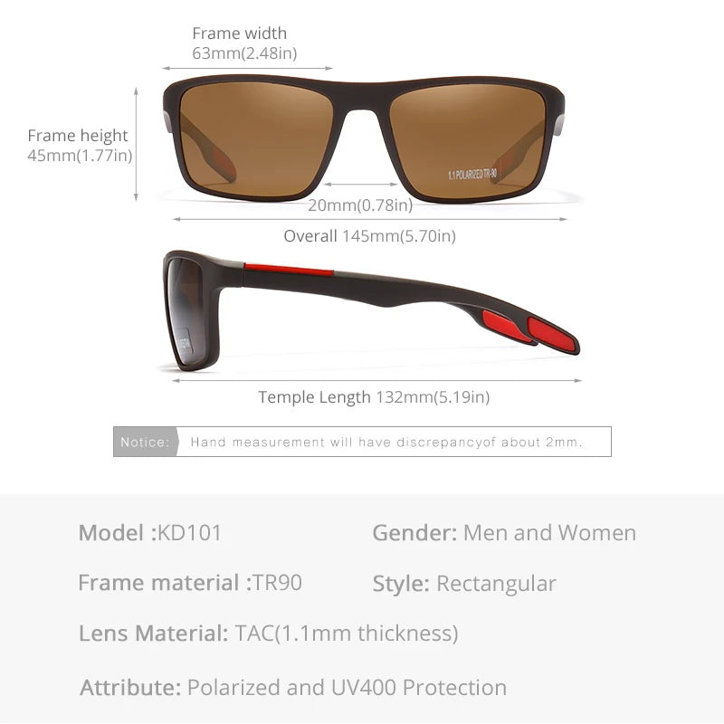 KDEAM Ultra-Light Polarized Sports Sunglasses for Men & Women – TAC 1.1mm Lens, Category 3 Driving Sun Glasses