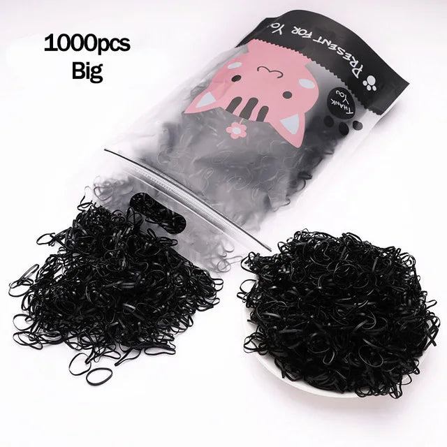 1000pcs Colorful Disposable Rubber Hair Bands for Girls – Small Ponytail Scrunchies, Fashion Hair Accessories Pack