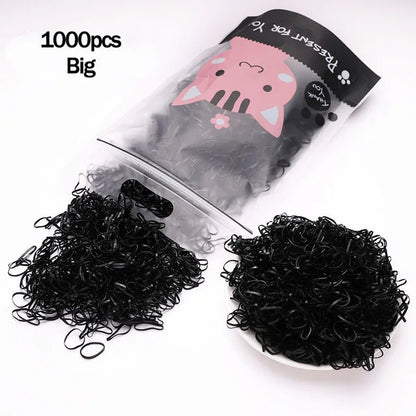1000pcs Colorful Disposable Rubber Hair Bands for Girls – Small Ponytail Scrunchies, Fashion Hair Accessories Pack