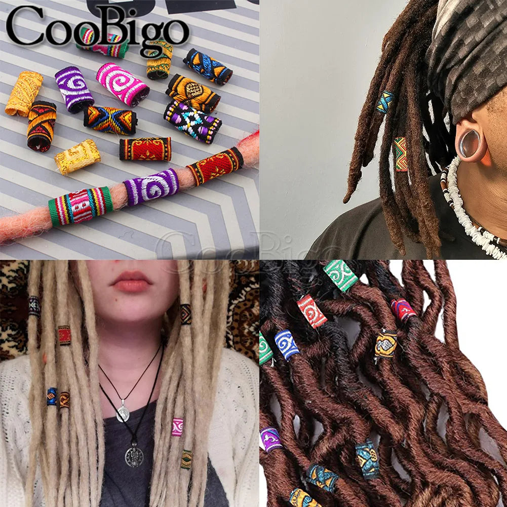 Braid Hair Rings & Tubes — Hip-Hop Dreadlock Beads, Embroidery Fabric Clips, Cuffs & Hair Decor DIY Craft Supplies by CooBigo
