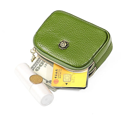 Senorita Genuine Leather Women’s Coin Purse – Double Zipper Small Wallet