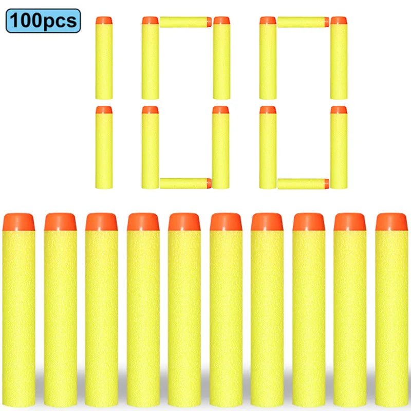 100pcs 7.2cm Soft Nerf Darts - Round Head Refill Sponge Bullets for NERF N-Strike Blasters, Kids Toy Gun Ammo