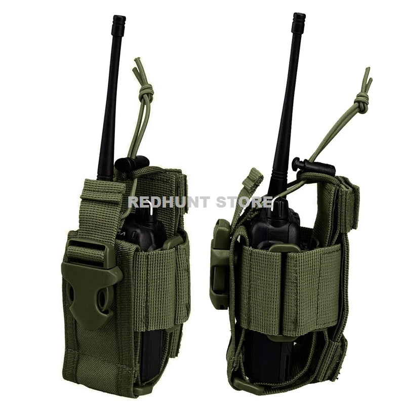 Adjustable Tactical Radio Holder Bag: Molle Two Way Radio Holster Pouch - Nylon Duty Military Storage Case for Walkie Talkie