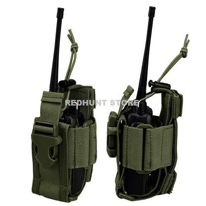 Adjustable Tactical Radio Holder Bag: Molle Two Way Radio Holster Pouch - Nylon Duty Military Storage Case for Walkie Talkie