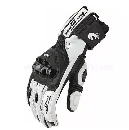 Motorcycle Gloves AFS6 AFS10 AFS18 - Leather Windproof Motocross Mittens with Touch Screen, Men's Protective Motorbike Gloves