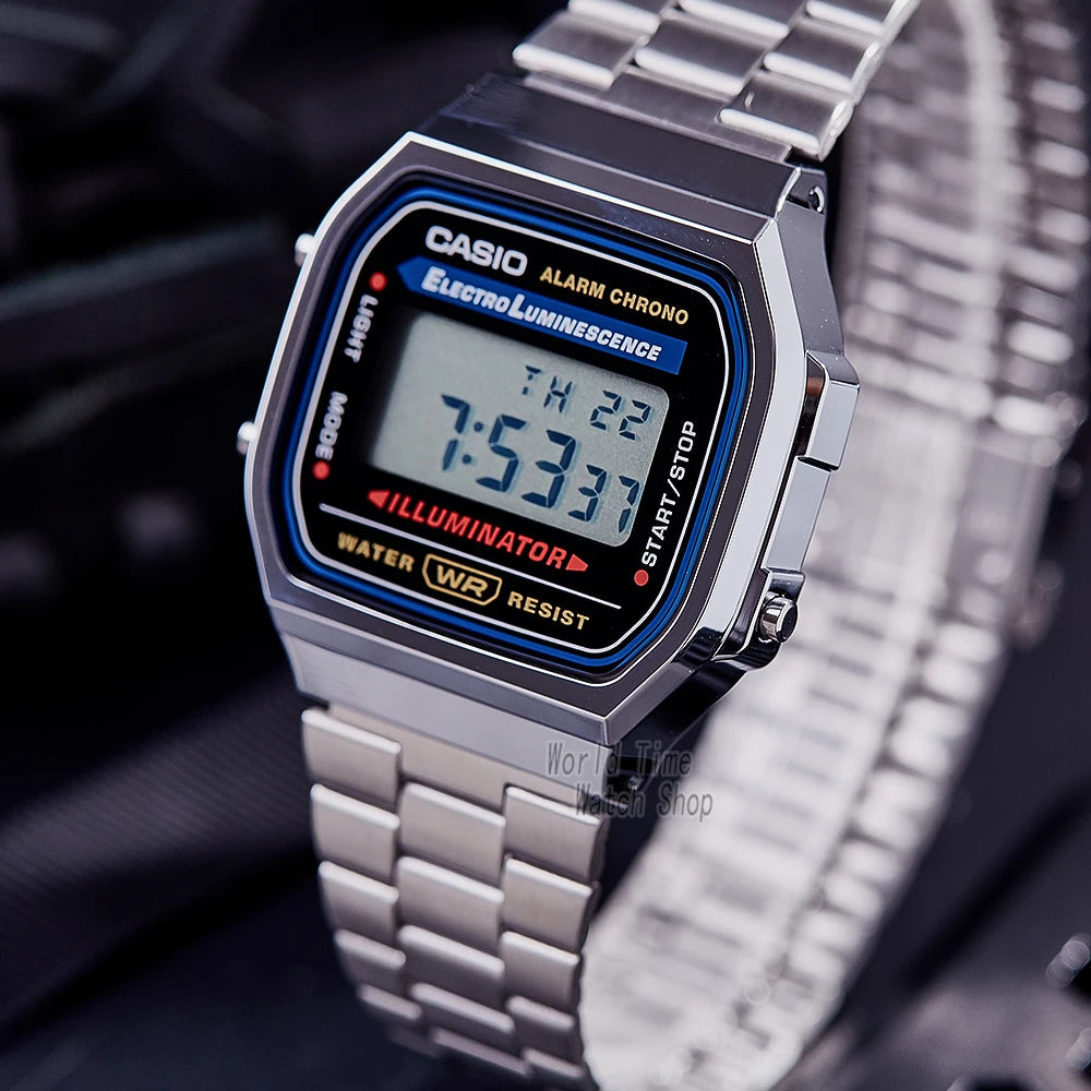 Casio Silver Luxury Watch Set for Men - LED Digital, Waterproof Quartz Sport and Military Wrist Watch