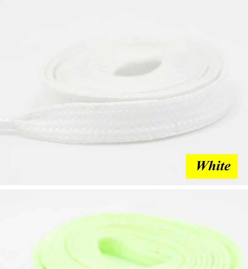 Luminous Flat Shoelaces - Glow in the Dark Fluorescent Sneaker & Canvas Shoe Laces, 80/100/120/140cm