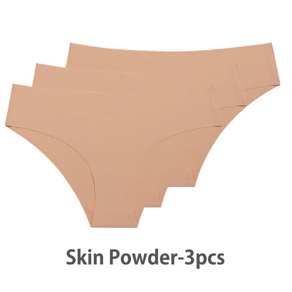 3PCS Seamless Silk Panties for Women – Breathable Low Waist Invisible Briefs, Soft & Sexy Underwear Set