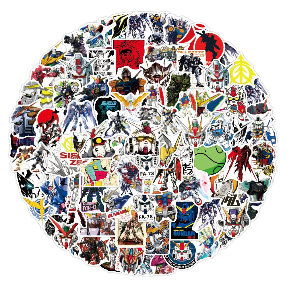 10/30/50/100-Piece Gundam Anime Sticker Set - Cool Cartoon Graffiti Decals for Motorcycles, Luggage, Guitars, Skateboards, and DIY Crafts