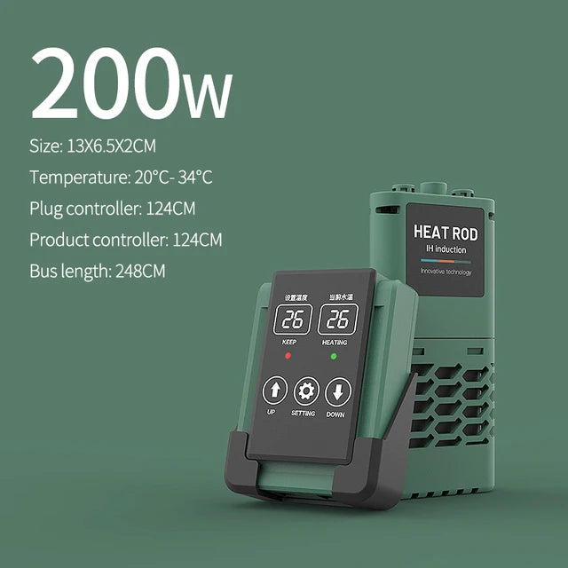 New Aquarium Submersible Heater – LCD Display, Adjustable Water Heating Rod, Auto Constant Temperature
