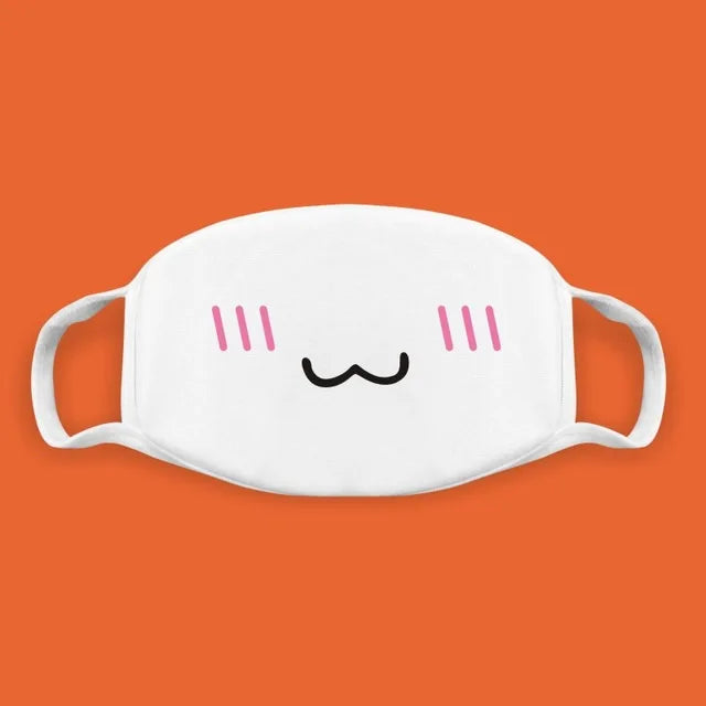 Kawaii Anime Expression Cotton Face Mask – Breathable Smile Mouth Muffle for Unisex Korean Style