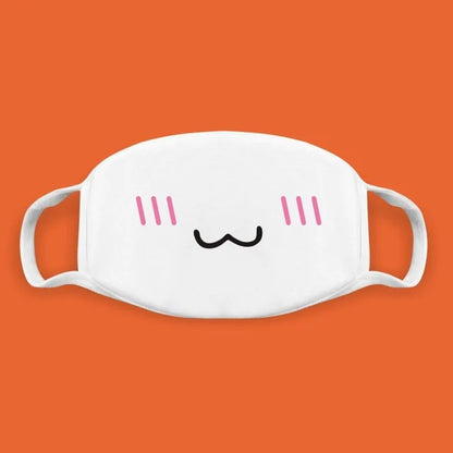 Kawaii Anime Expression Cotton Face Mask – Breathable Smile Mouth Muffle for Unisex Korean Style