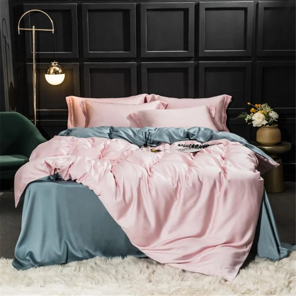 Liv-Esthete 100% Silk Bedding Set - Mulberry Silk Quilt Cover, Bed Sheet & Pillowcase, Queen/King Size Bed Linen