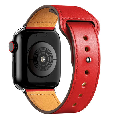 Leather Band for Apple Watch Ultra 2 – Compatible 49mm/45mm/44mm/41mm/40mm/38mm, Wrist Bracelet Strap for iWatch Series 3–9, SE, 4, 5, 6, 7, 8 & 9