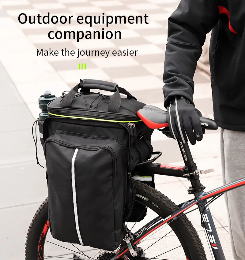 WEST BIKING 3-in-1 Waterproof Bike Trunk Bag — Large Capacity MTB & Road Bicycle Saddle Seat Panniers, Travel Luggage Carrier