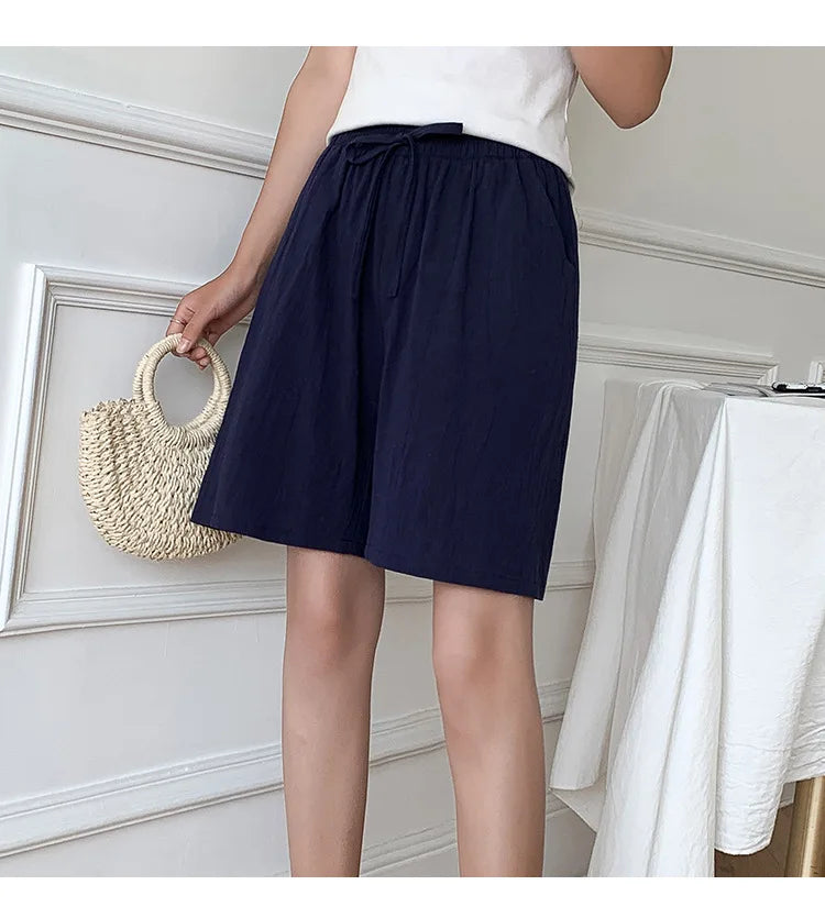 2024 Women’s High Waist Cotton Summer Shorts with Pockets – Casual Loose Fit Soft Cool Shorts for Girls