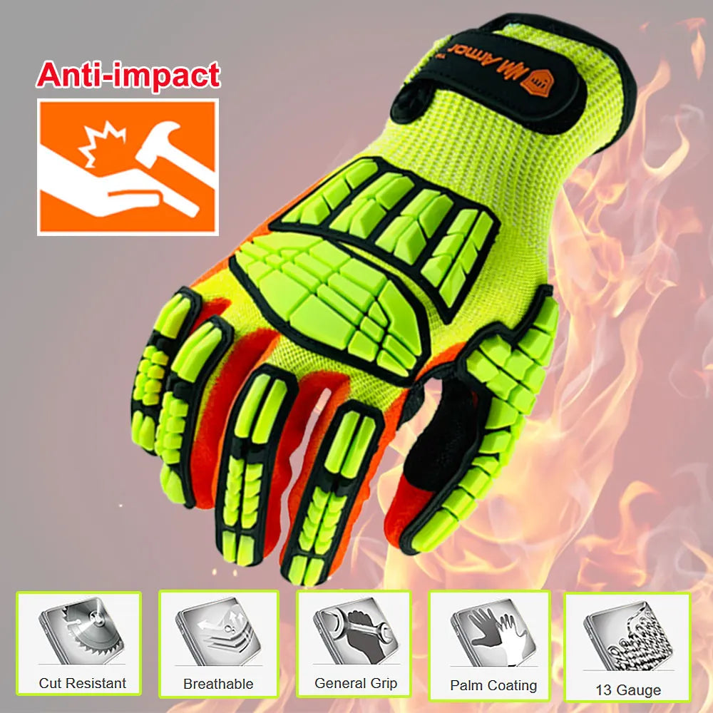NMSafety Anti-Vibration Work Gloves - Cut-Resistant Oil-Proof Nitrile Dipped Palm Protective Gloves