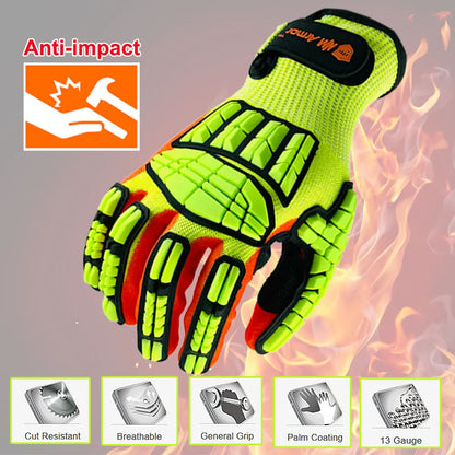 NMSafety Anti-Vibration Work Gloves - Cut-Resistant Oil-Proof Nitrile Dipped Palm Protective Gloves