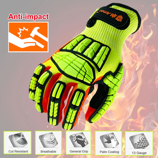 NMSafety Anti-Vibration Work Gloves - Cut-Resistant Oil-Proof Nitrile Dipped Palm Protective Gloves