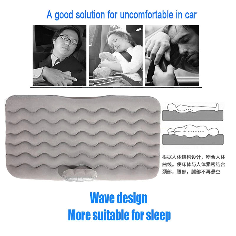 Universal Car Inflatable Travel Mattress - Back Seat Sleeping Bed with Pillow for Camping & Outdoor Comfort