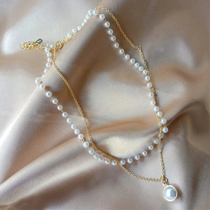 SUMENG 2024 Kpop Pearl Choker Necklace – Double Layer Pendant Jewelry Gift for Women