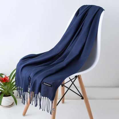 Desgine Solid Cashmere Scarf – Warm Autumn Winter Shawl Wrap with Tassels, Unisex Pashmina for Women and Men 2024