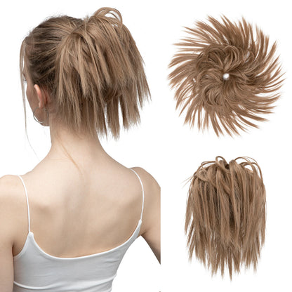 Synthetic Fake Hair Messy Bun Chignon – Elastic Scrunchy Curly Hairpiece, Flexible Band SARLA Synthetic Extension