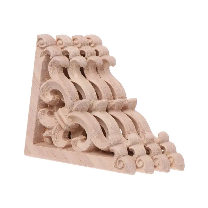 4pcs Wood Carved Corner Applique - Unpainted Furniture Cabinet Frame Decorative Onlay 12x12cm