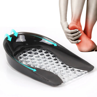 Silicone Gel Heel Pads - Shock Absorbing Cushion Inserts for Foot Support, Heel Comfort & Height Lift