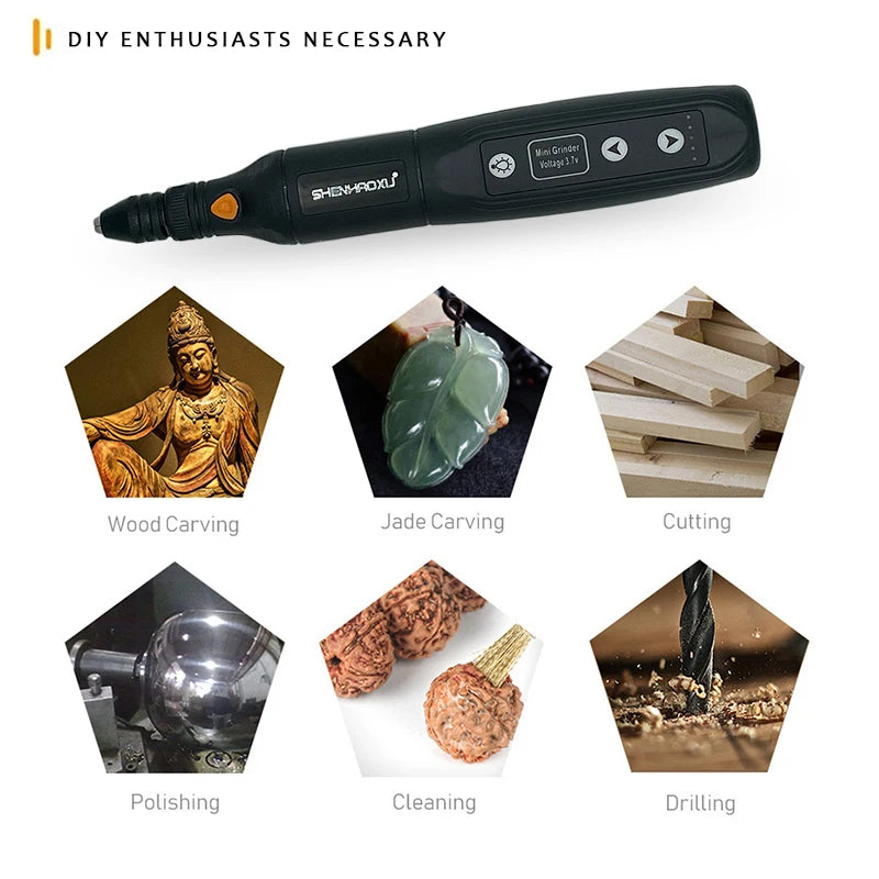 Cordless Electric Rotary Tool – 5-Speed Rechargeable Drill Grinder with LED & Removable Battery for Engraving & Woodworking