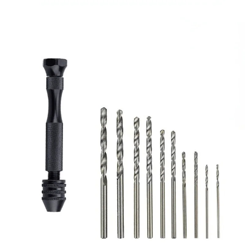 Mini Aluminum Hand Drill with Keyless Chuck – HSS Steel Twist Drill Bit for Woodworking & Manual Drilling