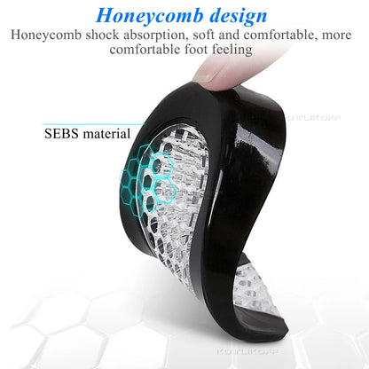 Silicone Gel Heel Pads - Shock Absorbing Cushion Inserts for Foot Support, Heel Comfort & Height Lift