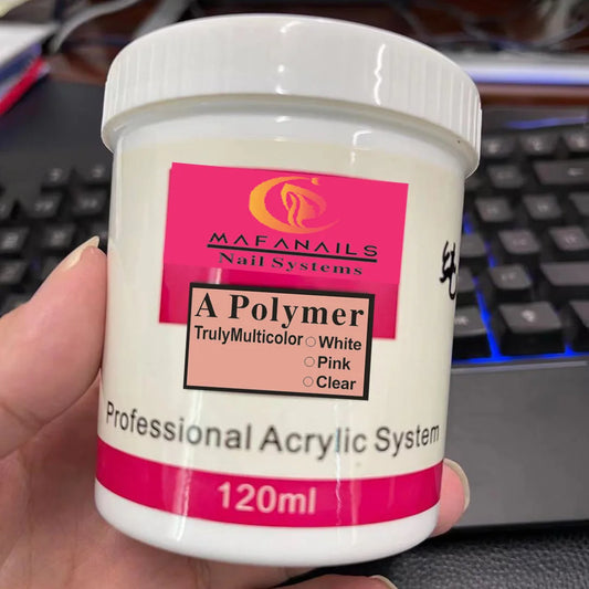 120G Nail Acrylic Powder Set - Clear Pink White Builder Polymer for Nail Extensions & 3D Nail Art