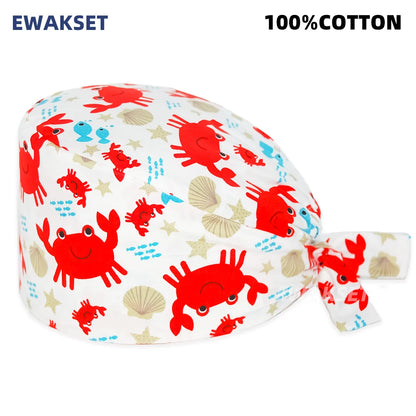 Unisex Soft Scrub Cap – Cartoon Print Surgical Hat for Men and Women, Operating Room Nursing Accessories