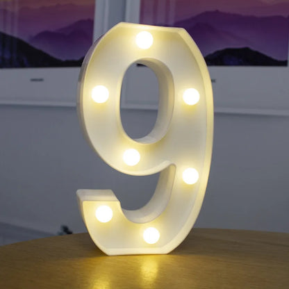 Alphabet & Number LED Lamp Night Light – Warm Battery-Powered Luminous Letter Light for Home, Wedding, Birthday & Party Decoration