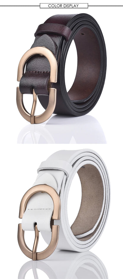 VATLTY Women's Leather Belt – Authentic Cowhide with Golden Alloy Buckle, Jeans & Trousers Belt (ZK105)