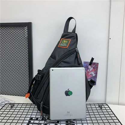 Men's Military Crossbody Shoulder Bag - Waterproof Nylon Messenger Bag for Travel, School Trips in Black/Green