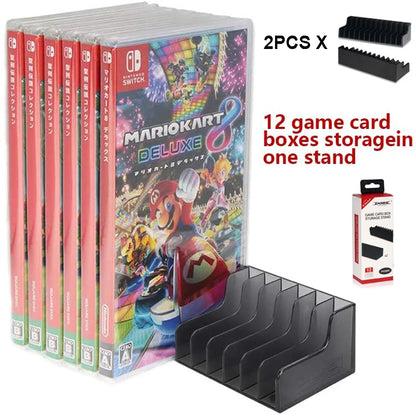 Switch Game Case Set – 2PCS CD-Style 24 Cartridge Storage Boxes with Non-Slip Pads for Nintendo Switch Accessories
