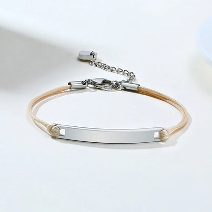 Elegant Personalized ID Bar Bracelet – 5mm Stainless Steel Link Chain for Women with Custom Name or Quote