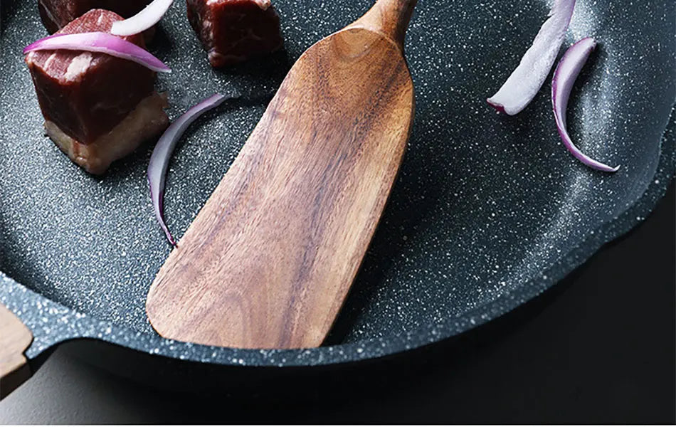 1-7pcs Teak Wood Tableware Set – Natural Wooden Spoons, Colander Spoon & Soup Skimmer Cooking Tool Kit
