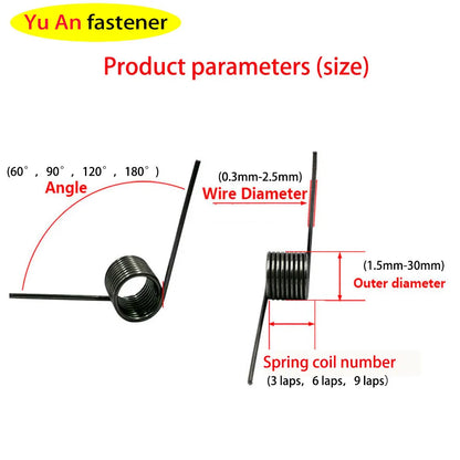 V-Spring 0.5mm Wire Diameter – Small Torsion Hairpin Spring 60°/90°/120°/180°, 10pcs