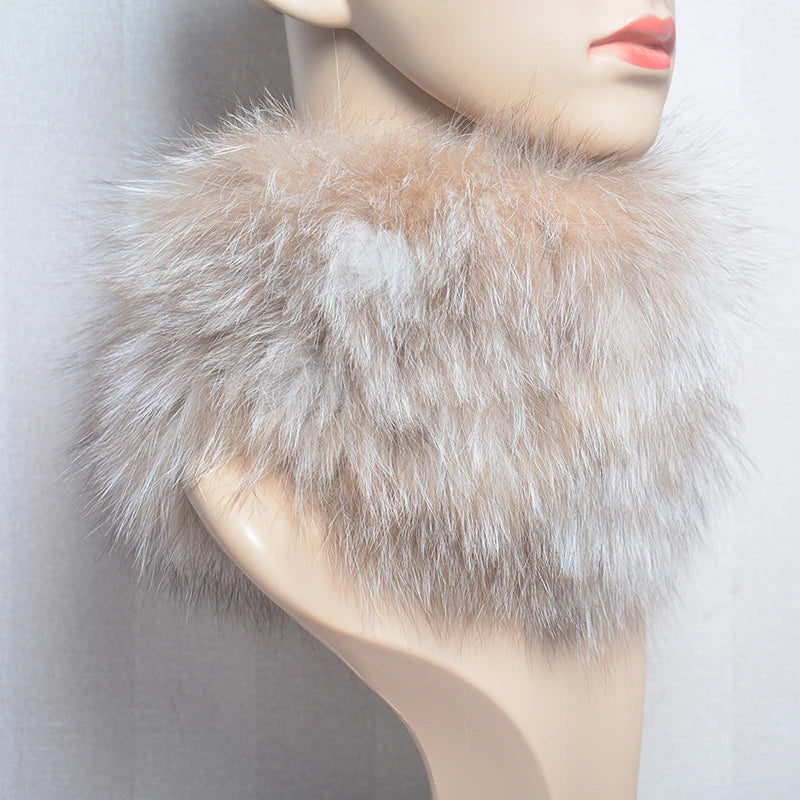 2025 Real Fox Fur Scarf and Headband – Luxury Winter Neck Warmer for Women, 100% Natural Fur, Elastic Ring Muffler