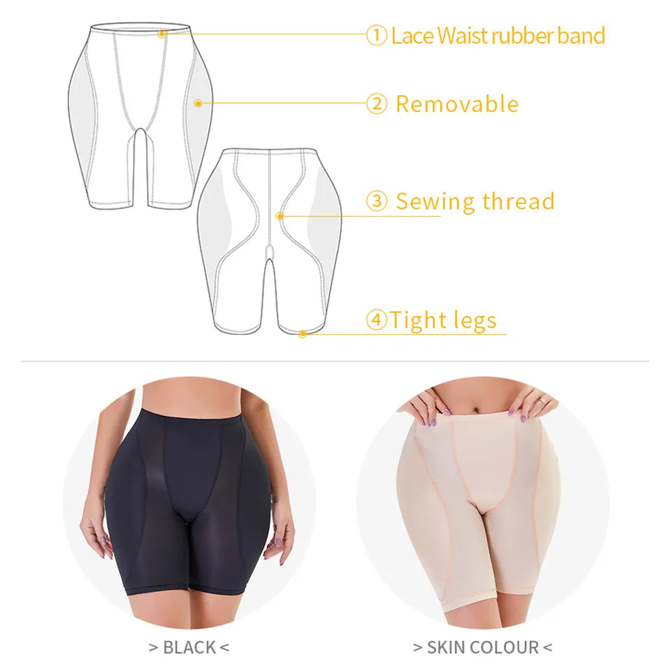 Women’s Buttock Enhancing Shapewear – Push-Up Padding Panties with Waist Trainer & Hip/Thigh Contouring Shorts
