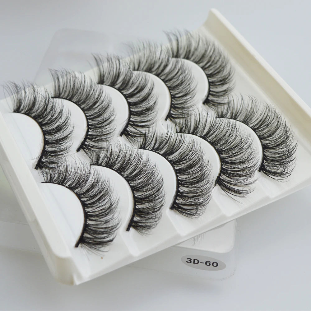 QSTY 5 Pairs 3D Mink False Eyelashes – Natural Long Dramatic Volume Black Lash Extensions