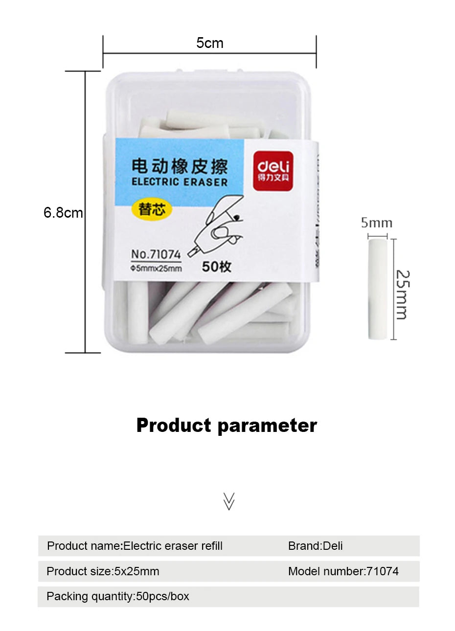 Deli Electric Eraser with Refills – 2.5/5mm Kawaii Kneaded Erasers for Pencils, Office, School & Art Supplies