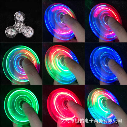Crystal LED Fidget Spinner — Glow-in-the-Dark Hand Spinner Toy — EDC Kinetic Stress Relief for Kids