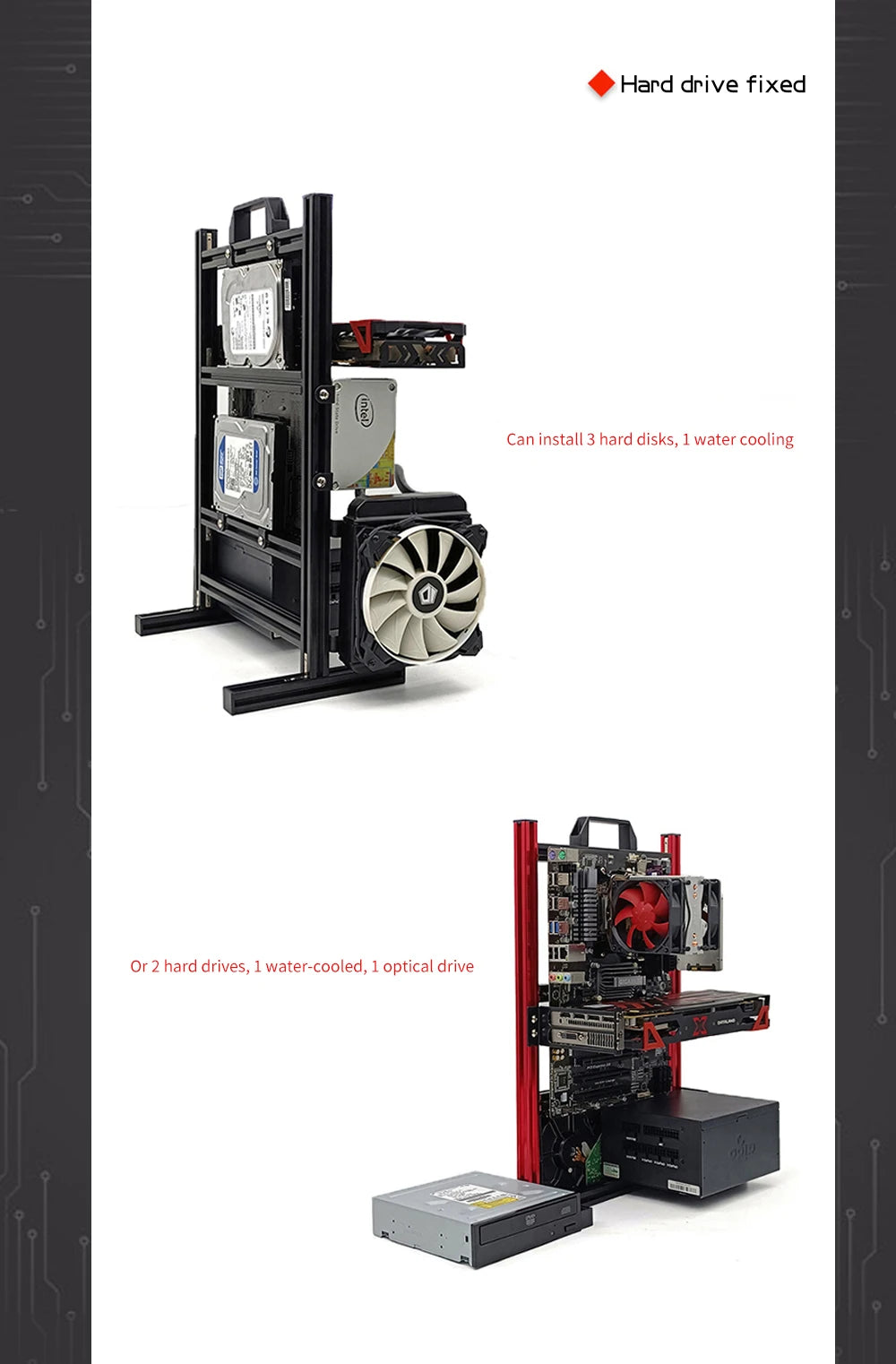 Aluminum Open Frame PC Case – Supports ITX/MATX/ATX Motherboards, Vertical Gaming Cabinet for DIY & Water Cooling Builds