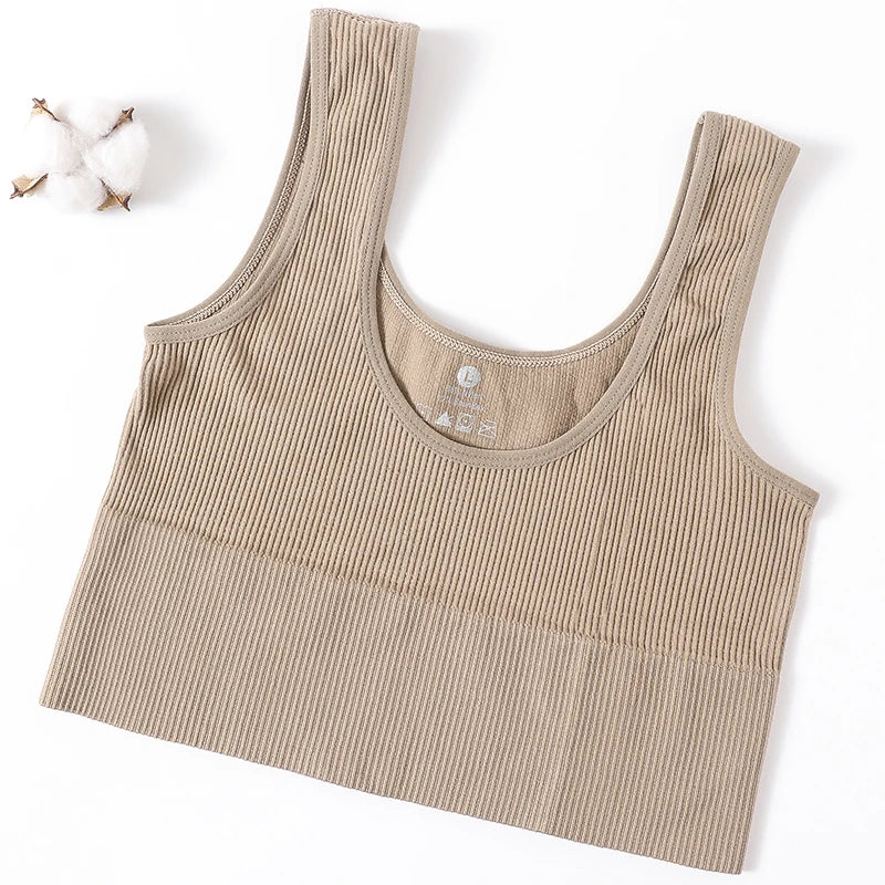 Women’s Seamless Ribbed Tank Top - High-Elastic Sleeveless Crop Camisole, O-Neck Everyday Sportswear M-XL